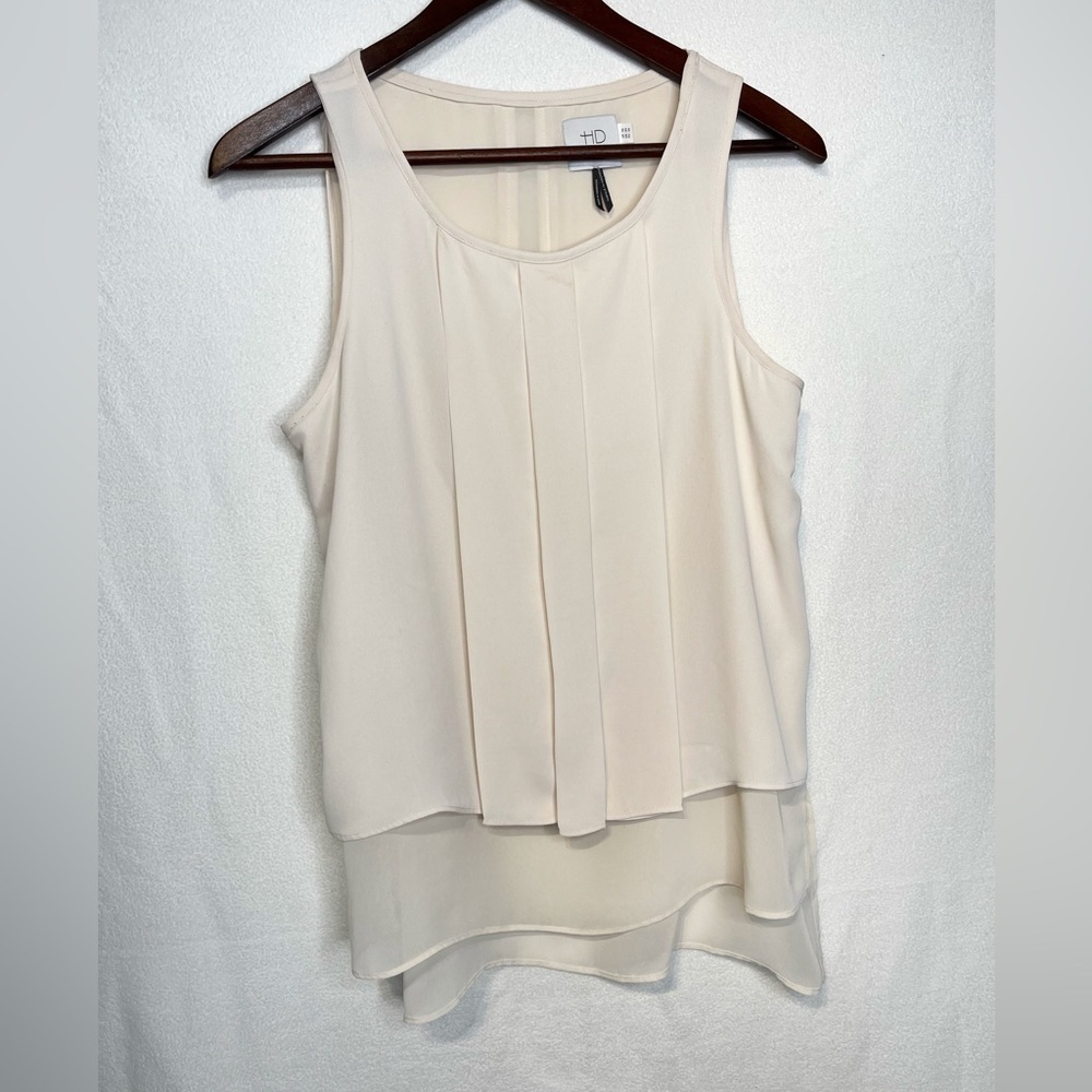 Anthropologie HD in Paris Vanda Double Layer Ivory Sleeveless Top Sz 2